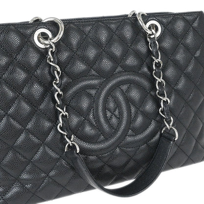 Chanel Black Caviar Skin Grand Shopping Tote GST Chain Handbag