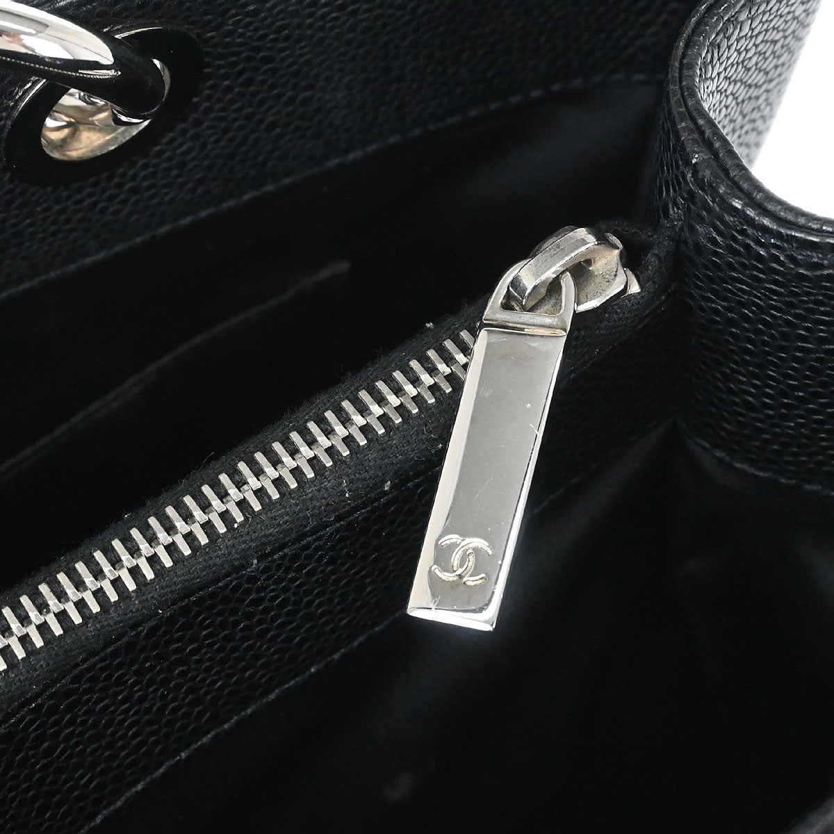 Chanel Black Caviar Skin Grand Shopping Tote GST Chain Handbag