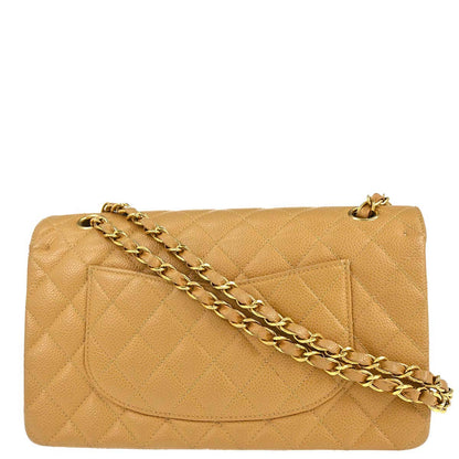 Chanel Beige Caviar Skin Medium Classic Double Flap Shoulder Bag