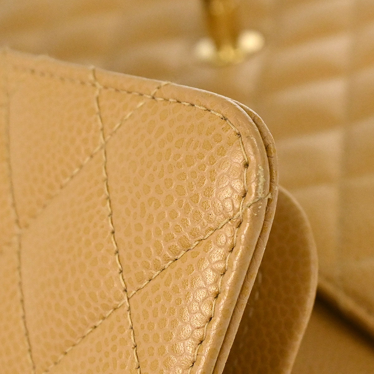 Chanel Beige Caviar Skin Medium Classic Double Flap Shoulder Bag