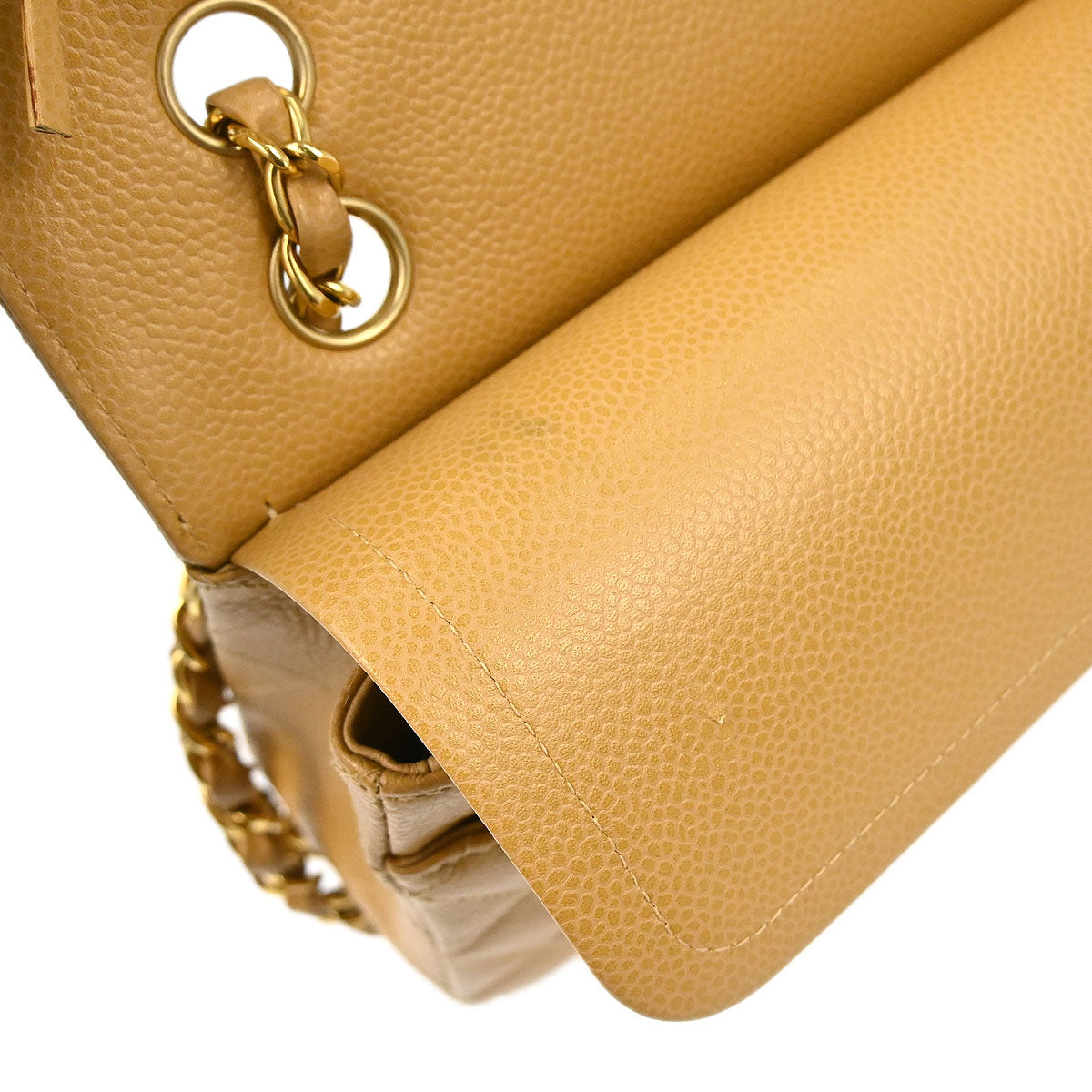 Chanel Beige Caviar Skin Medium Classic Double Flap Shoulder Bag