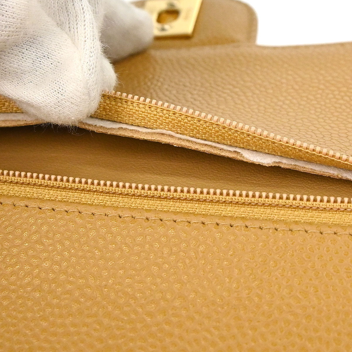 Chanel Beige Caviar Skin Medium Classic Double Flap Shoulder Bag