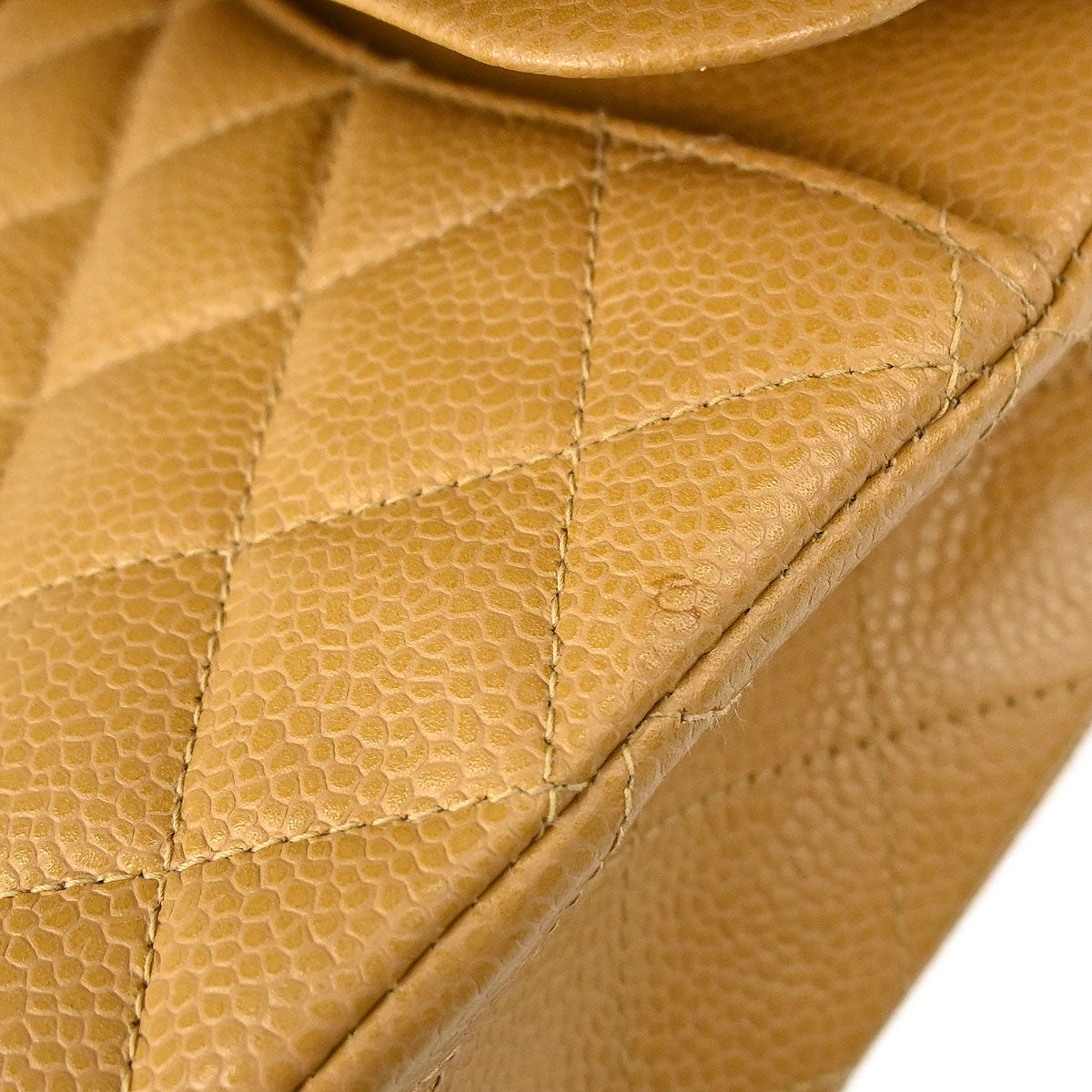 Chanel Beige Caviar Skin Medium Classic Double Flap Shoulder Bag