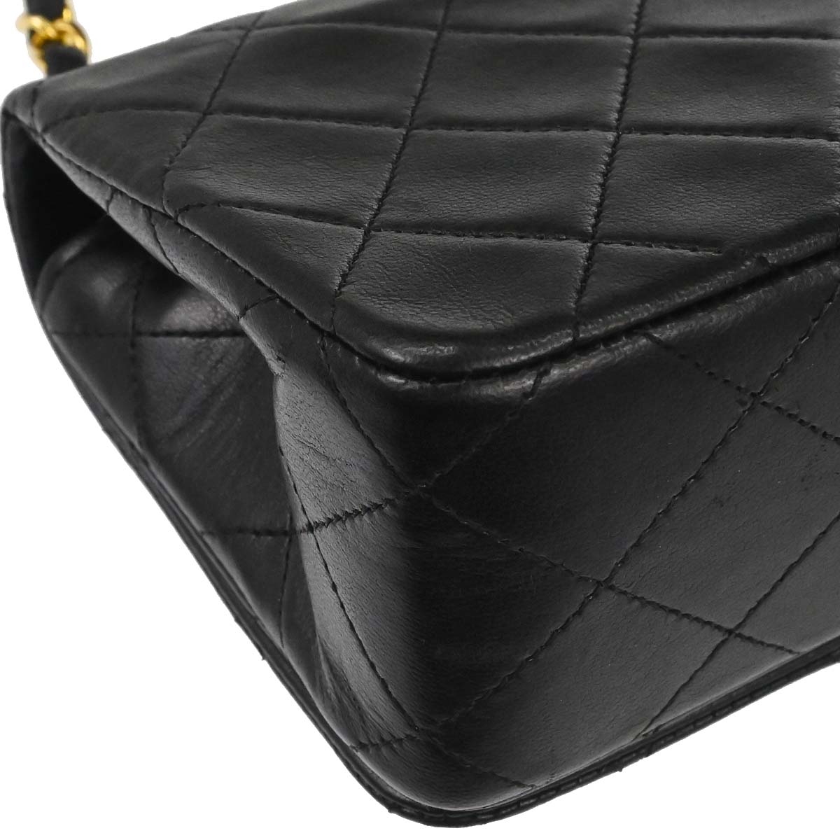 Chanel 1989-1991 Black Lambskin Turnlock Mini Full Flap Shoulder Bag