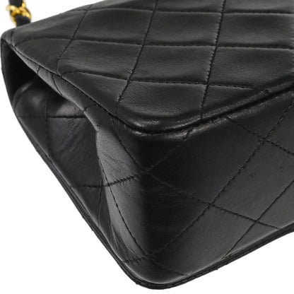 Chanel 1989-1991 Black Lambskin Turnlock Mini Full Flap Shoulder Bag