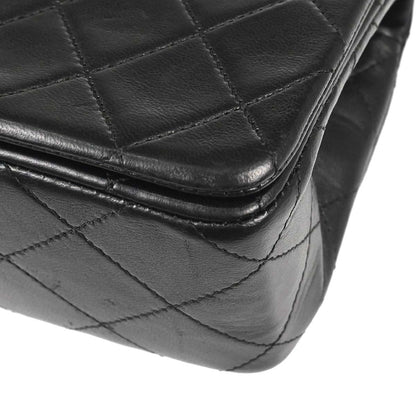 Chanel 1989-1991 Black Lambskin Turnlock Mini Full Flap Shoulder Bag