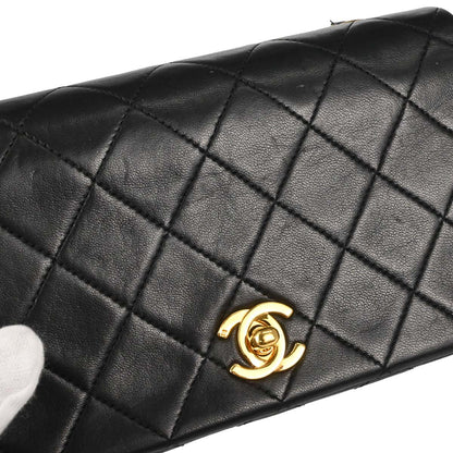 Chanel 1989-1991 Black Lambskin Turnlock Mini Full Flap Shoulder Bag