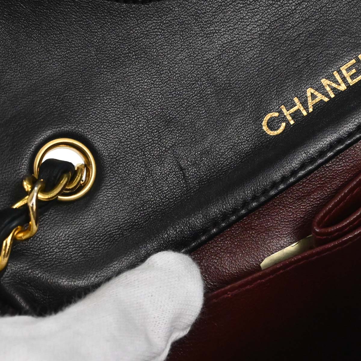 Chanel 1989-1991 Black Lambskin Turnlock Mini Full Flap Shoulder Bag