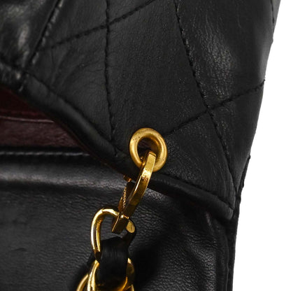 Chanel 1989-1991 Black Lambskin Turnlock Mini Full Flap Shoulder Bag