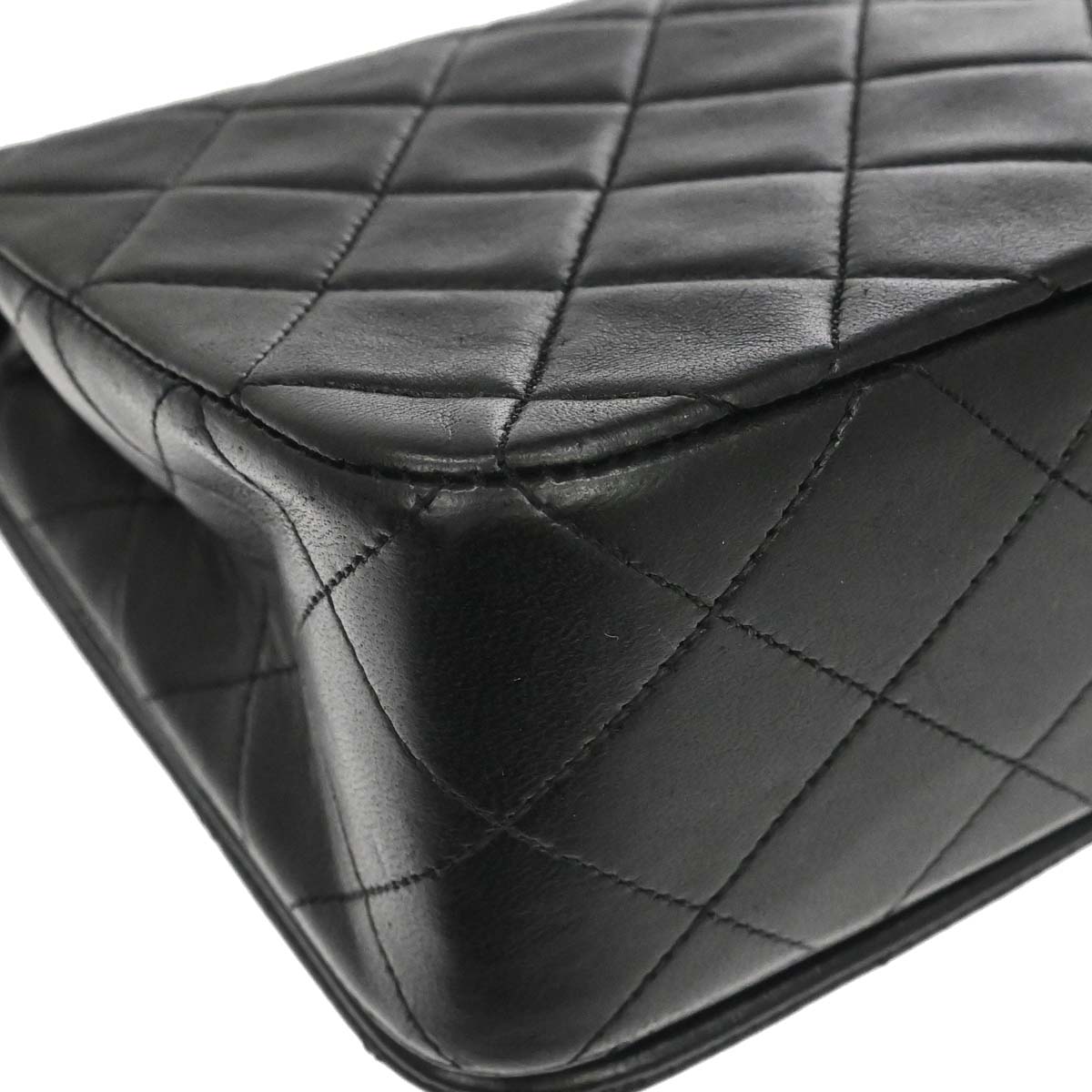 Chanel Black Lambskin Turnlock Small Full Flap Shoulder Bag