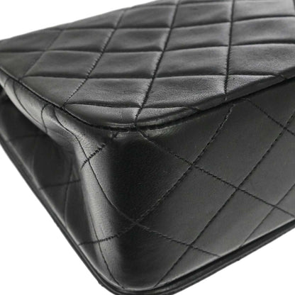 Chanel Black Lambskin Turnlock Small Full Flap Shoulder Bag