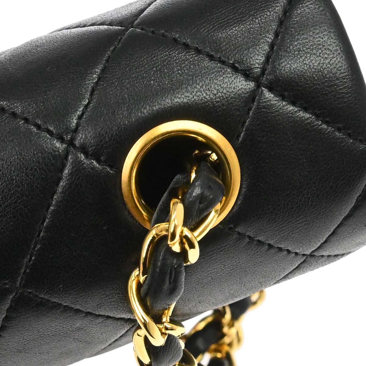Chanel Black Lambskin Turnlock Small Full Flap Shoulder Bag