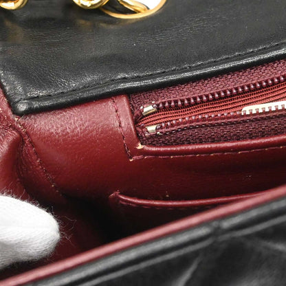 Chanel Black Lambskin Turnlock Small Full Flap Shoulder Bag