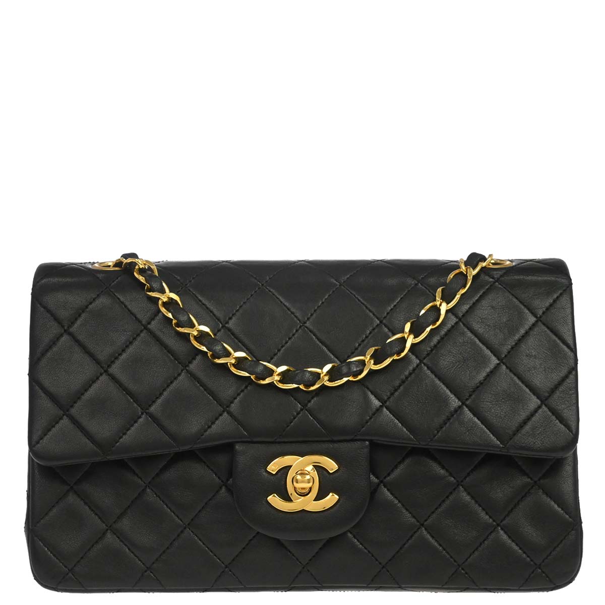 Chanel Black Lambskin Small Classic Double Flap Shoulder Bag