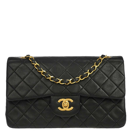 Chanel Black Lambskin Small Classic Double Flap Shoulder Bag