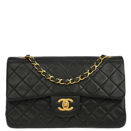 Chanel Black Lambskin Small Classic Double Flap Shoulder Bag