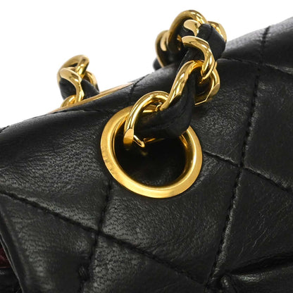 Chanel Black Lambskin Small Classic Double Flap Shoulder Bag