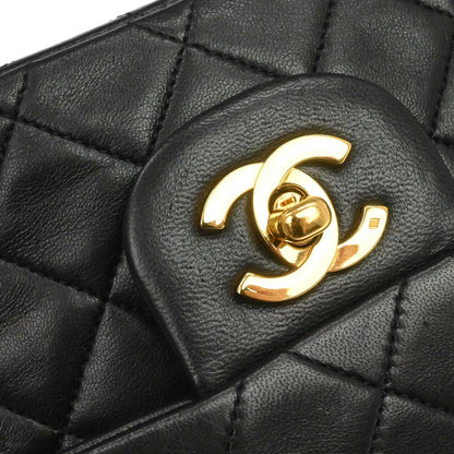 Chanel Black Lambskin Small Classic Double Flap Shoulder Bag