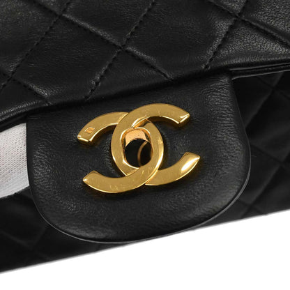 Chanel Black Lambskin Small Classic Double Flap Shoulder Bag