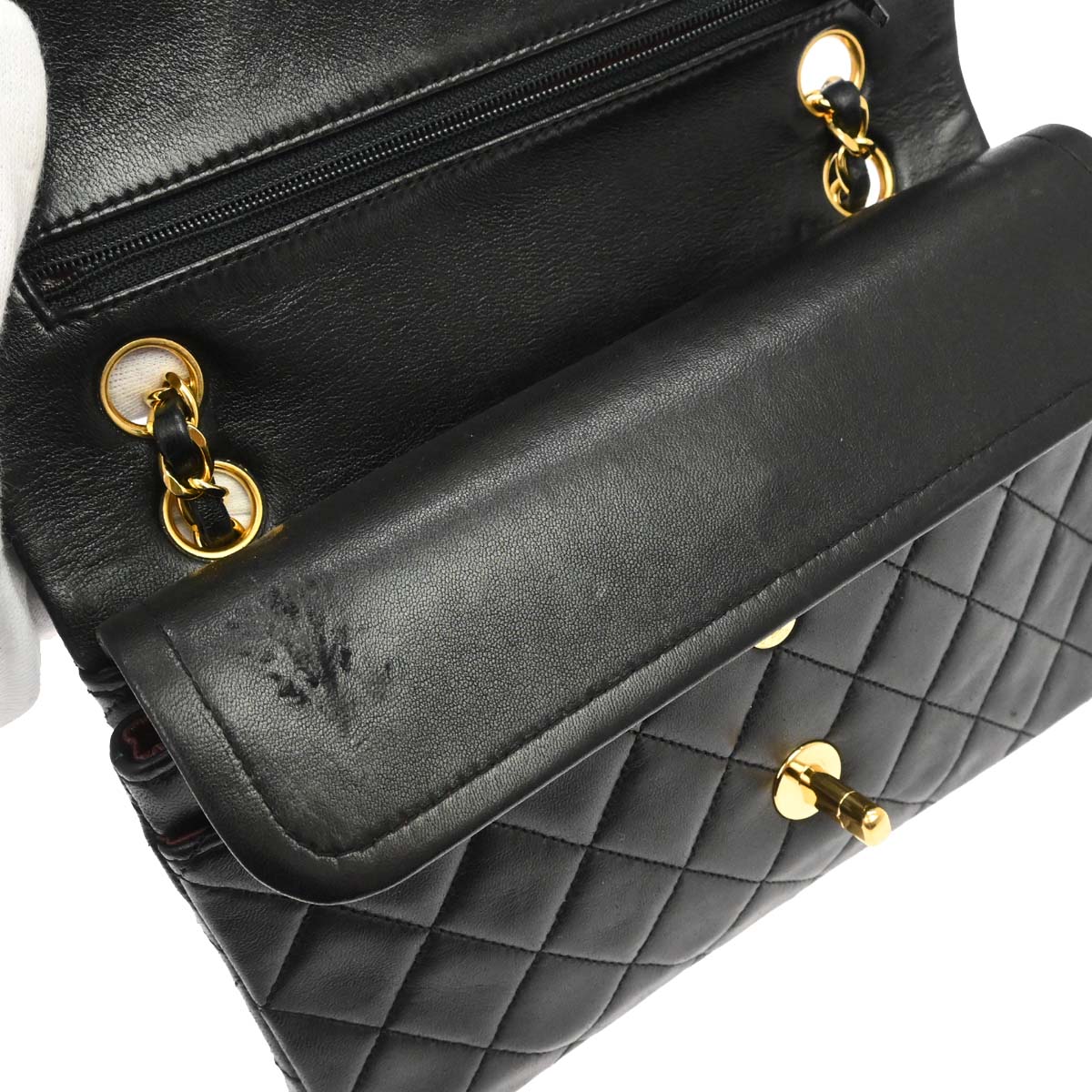 Chanel Black Lambskin Small Classic Double Flap Shoulder Bag