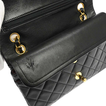 Chanel Black Lambskin Small Classic Double Flap Shoulder Bag