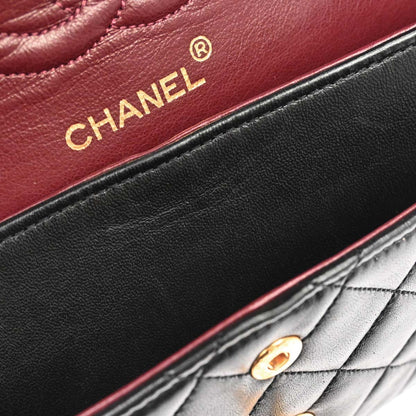 Chanel Black Lambskin Small Classic Double Flap Shoulder Bag