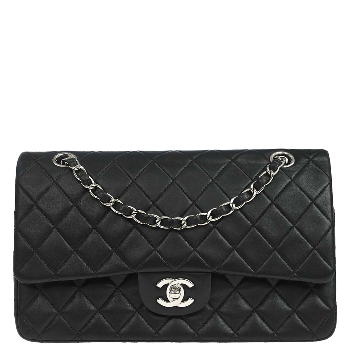 Chanel Black Lambskin Medium Classic Double Flap Shoulder Bag
