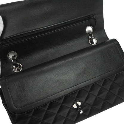 Chanel Black Lambskin Medium Classic Double Flap Shoulder Bag