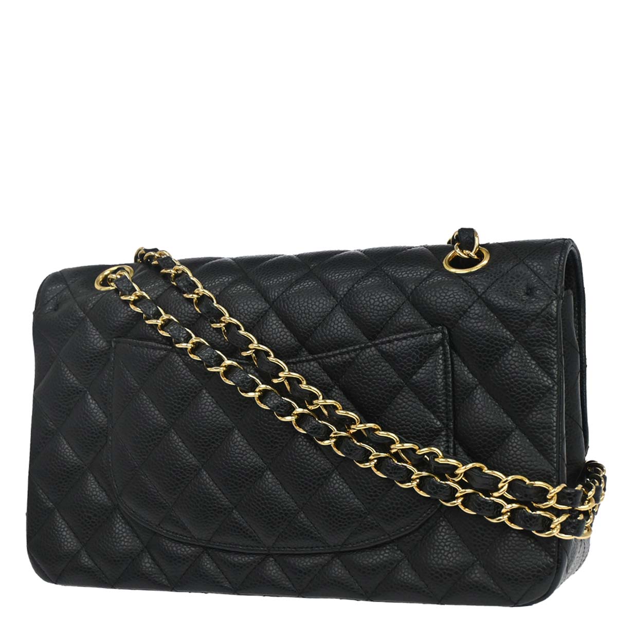 Chanel Black Caviar Skin Medium Classic Double Flap Shoulder Bag