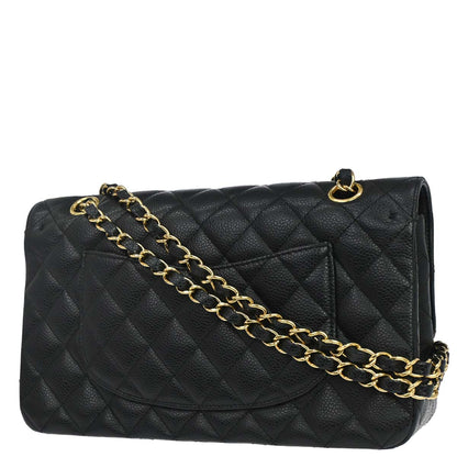Chanel Black Caviar Skin Medium Classic Double Flap Shoulder Bag