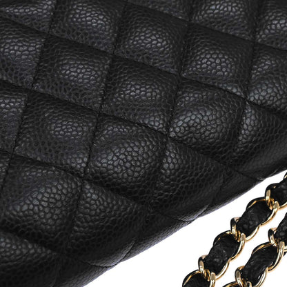 Chanel Black Caviar Skin Medium Classic Double Flap Shoulder Bag