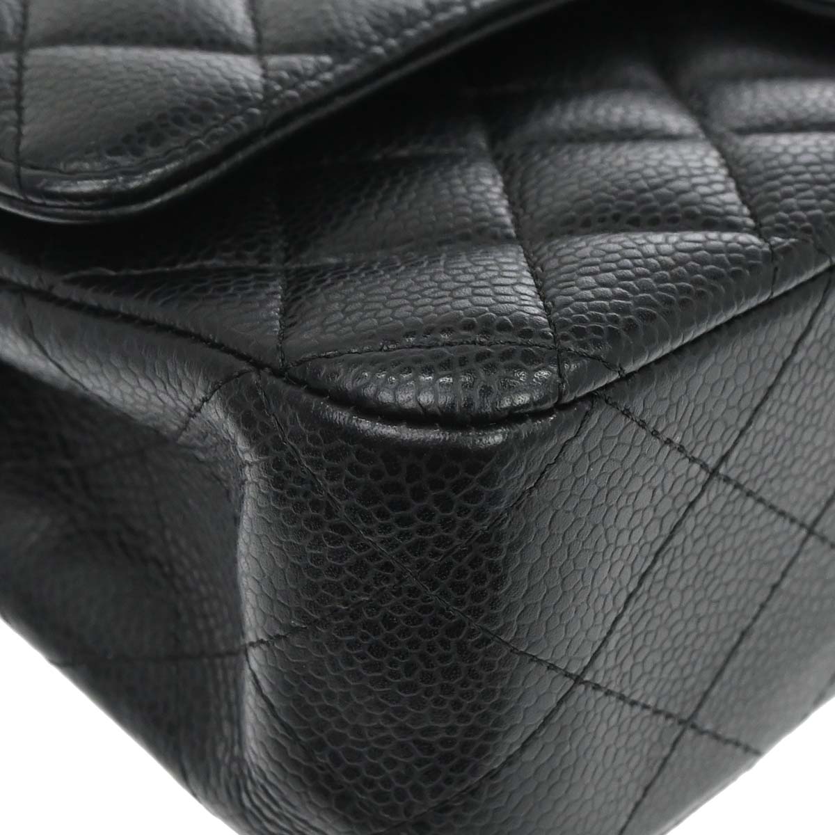 Chanel Black Caviar Skin Medium Classic Double Flap Shoulder Bag