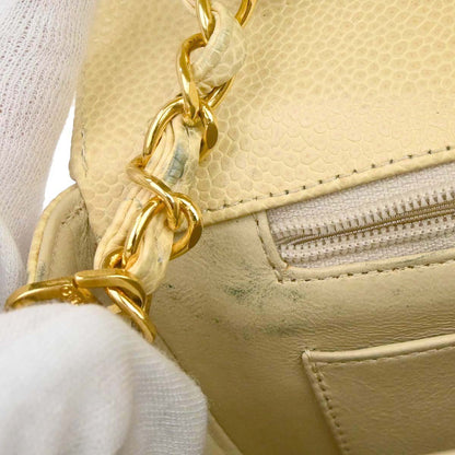 Chanel 1991-1994 Beige Caviar Skin Medium Diana Shoulder Bag