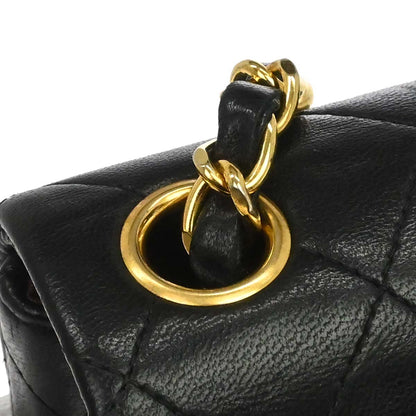 Chanel 1991-1994 Black Lambskin Mini Classic Square Flap Shoulder Bag 17