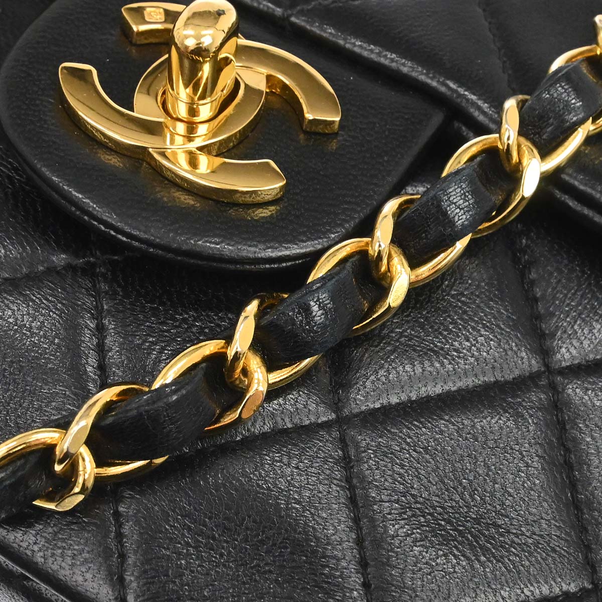 Chanel 1991-1994 Black Lambskin Mini Classic Square Flap Shoulder Bag 17