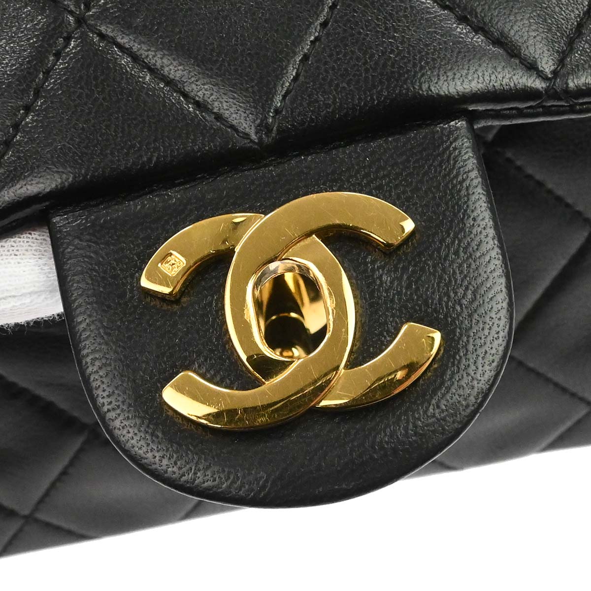 Chanel 1991-1994 Black Lambskin Mini Classic Square Flap Shoulder Bag 17