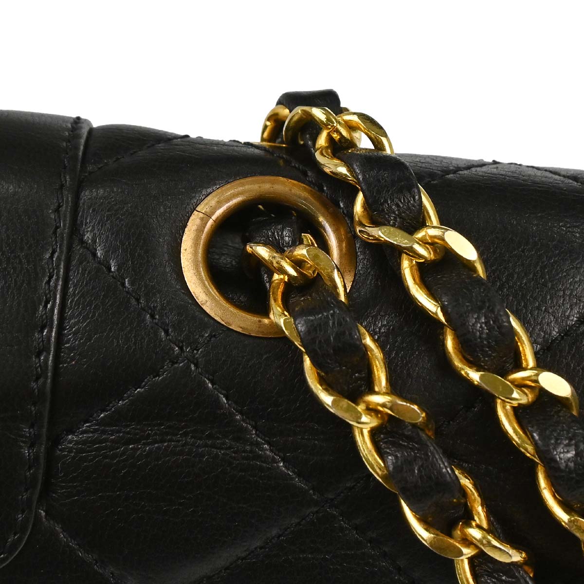 Chanel 1991-1994 Black Lambskin Paris Double Flap Shoulder Bag