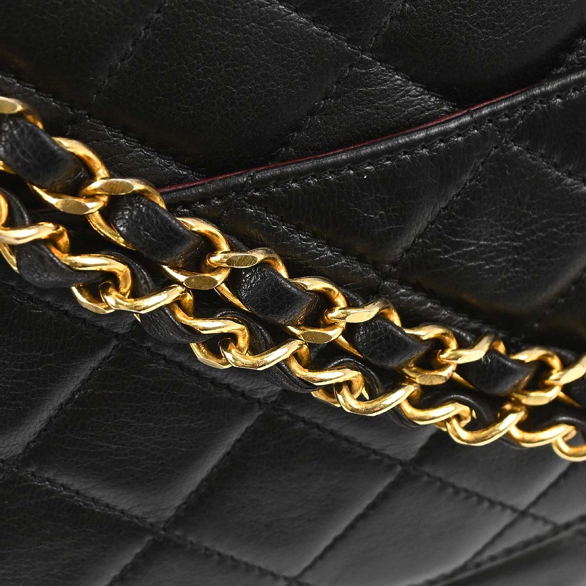 Chanel 1991-1994 Black Lambskin Paris Double Flap Shoulder Bag