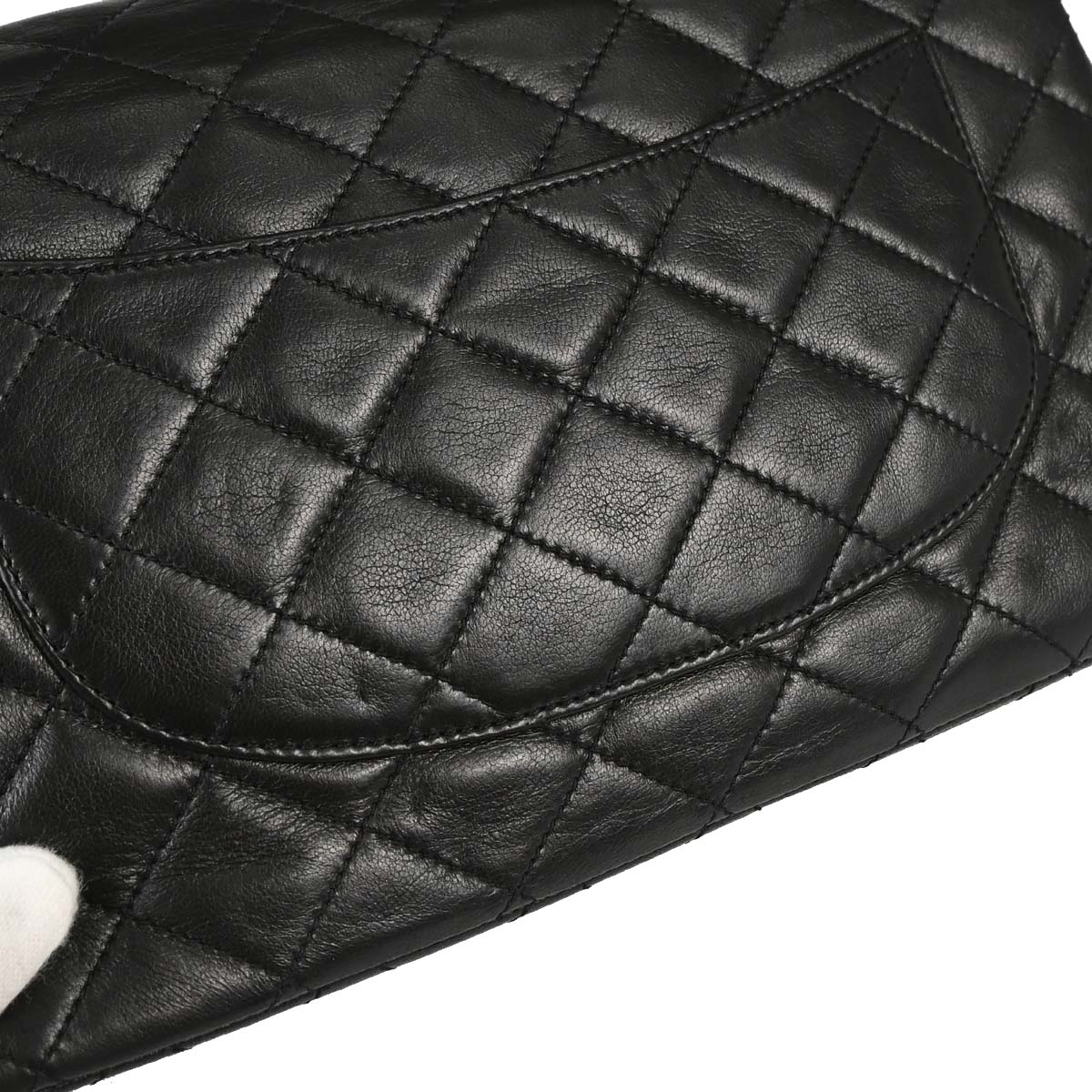 Chanel 1991-1994 Black Lambskin Paris Double Flap Shoulder Bag