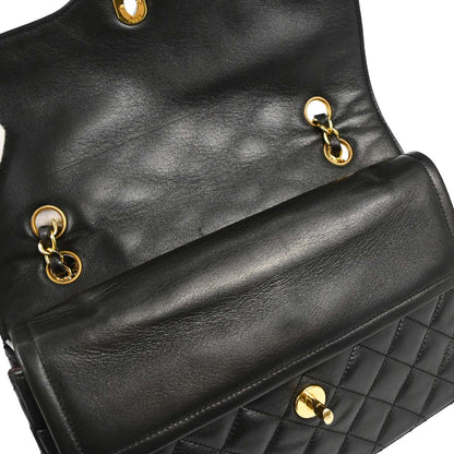 Chanel 1991-1994 Black Lambskin Paris Double Flap Shoulder Bag