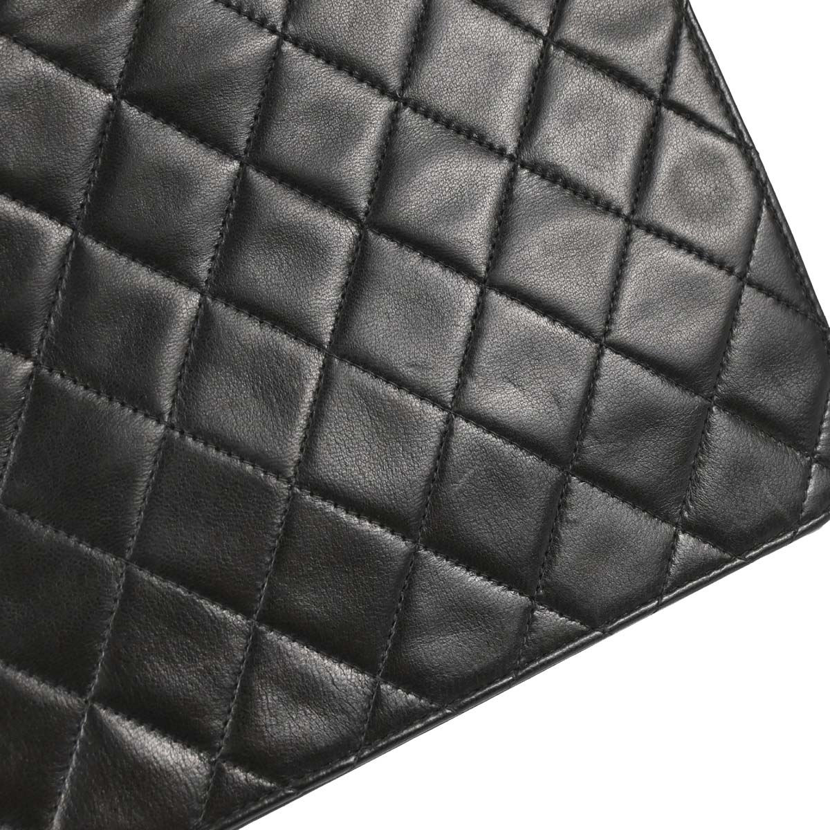 Chanel 1997-1999 Black Lambskin Pushlock Medium Half Flap Shoulder Bag