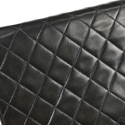 Chanel 1997-1999 Black Lambskin Pushlock Medium Half Flap Shoulder Bag