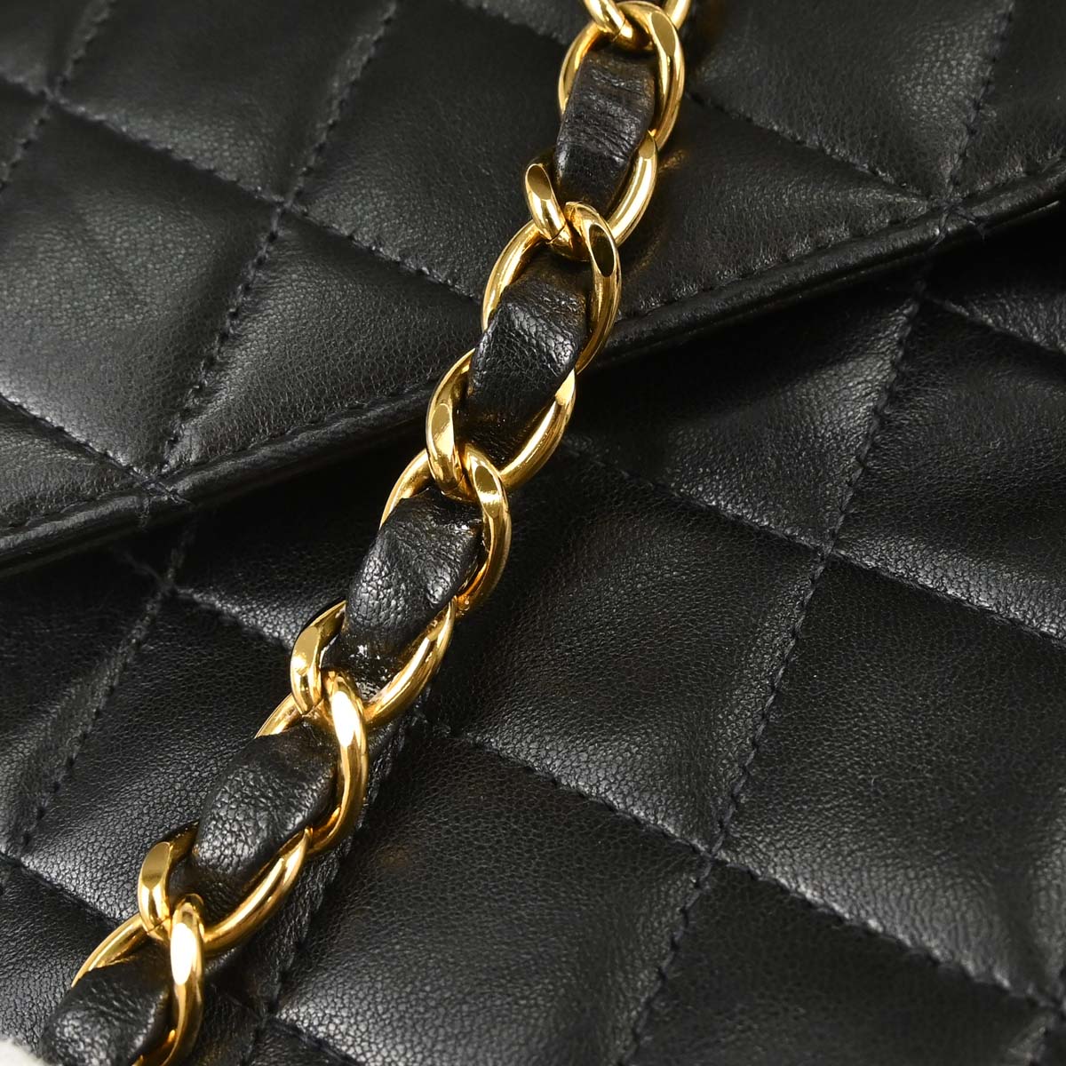 Chanel 1997-1999 Black Lambskin Pushlock Medium Half Flap Shoulder Bag