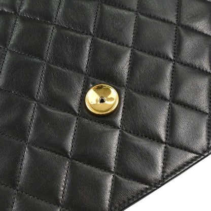 Chanel 1997-1999 Black Lambskin Pushlock Medium Half Flap Shoulder Bag