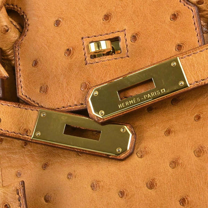 Hermes *Chestnut Ostrich Birkin 35 Handbag