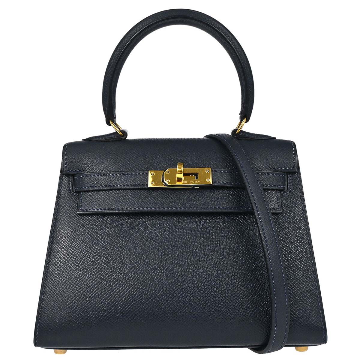 Hermes Navy Courchevel Mini Kelly 20 Sellier 2way Shoulder Handbag