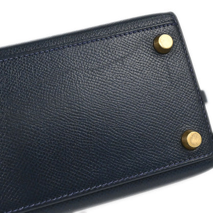 Hermes Navy Courchevel Mini Kelly 20 Sellier 2way Shoulder Handbag
