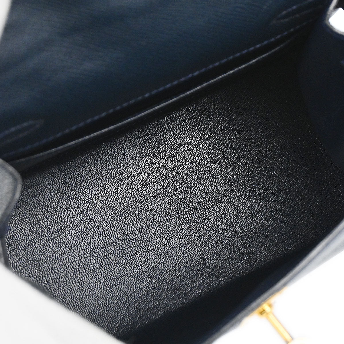 Hermes Navy Courchevel Mini Kelly 20 Sellier 2way Shoulder Handbag