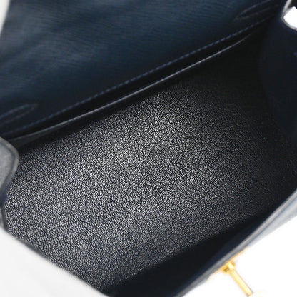 Hermes Navy Courchevel Mini Kelly 20 Sellier 2way Shoulder Handbag