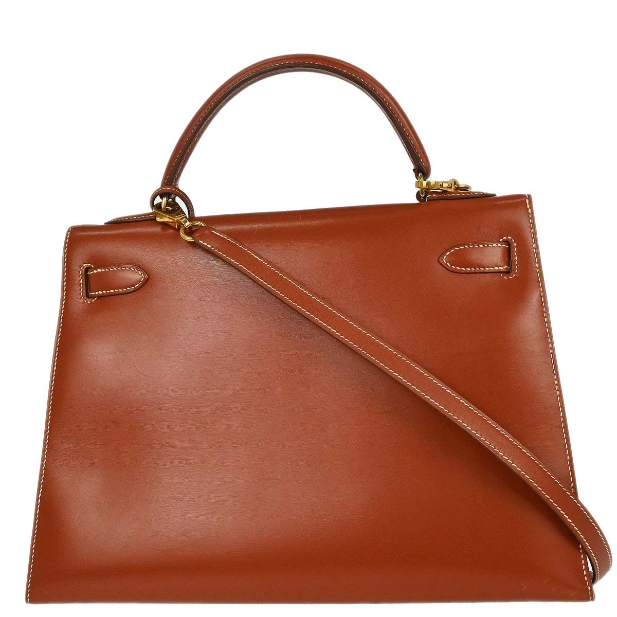 Hermes Brick Box Calf Kelly 32 Sellier 2way Shoulder Handbag